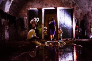 Families exploring the installation
